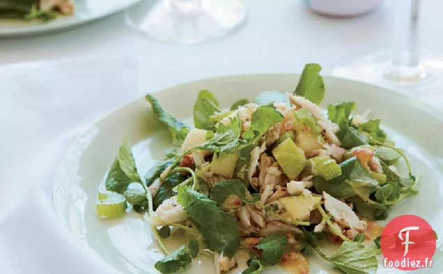 Salade de Crabe, Pomme et Cresson avec Vinaigrette aux Noix