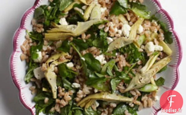 Salade Farro Aux Artichauts Marinés, Cresson Et Feta