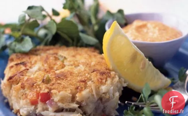 Gâteaux de Crabe à la Mayonnaise au Poivron Rouge