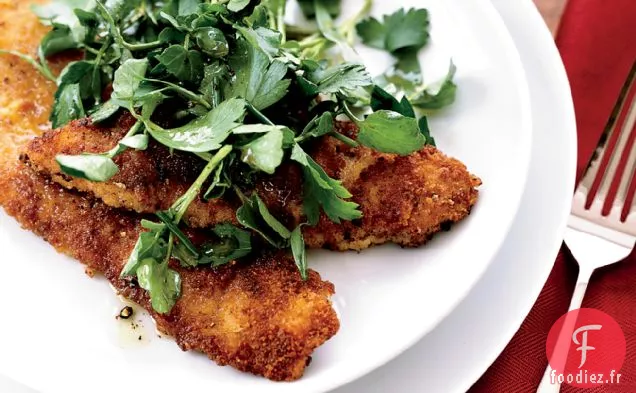 Escalopes de Veau Frites avec Salade d'Herbes