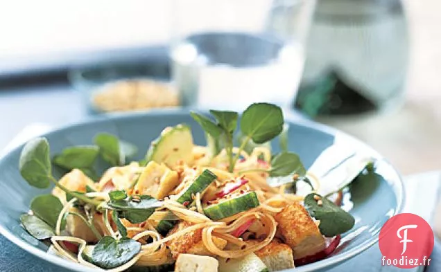 Sauté de Concombre et Radis avec Nouilles de Riz