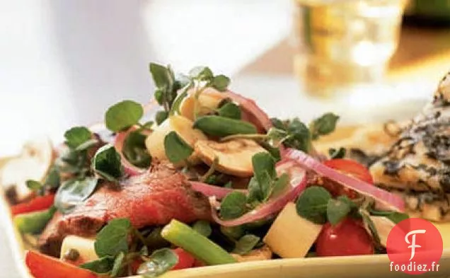 Salade de Steak Grillé avec Vinaigrette aux Câpres