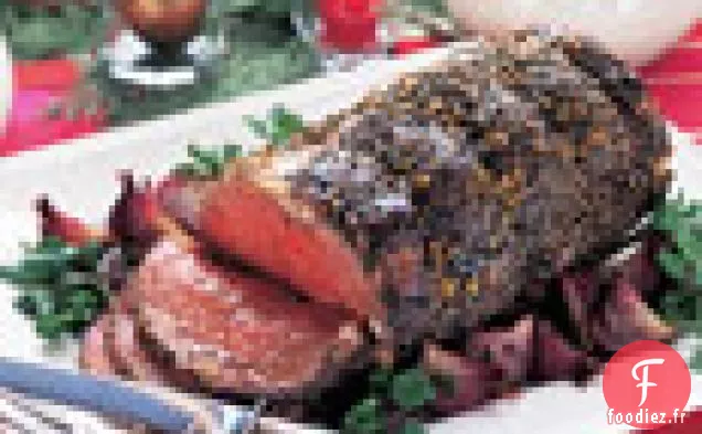 Rôti de Côtes Levées en Croûte de Poivre Noir au Jus