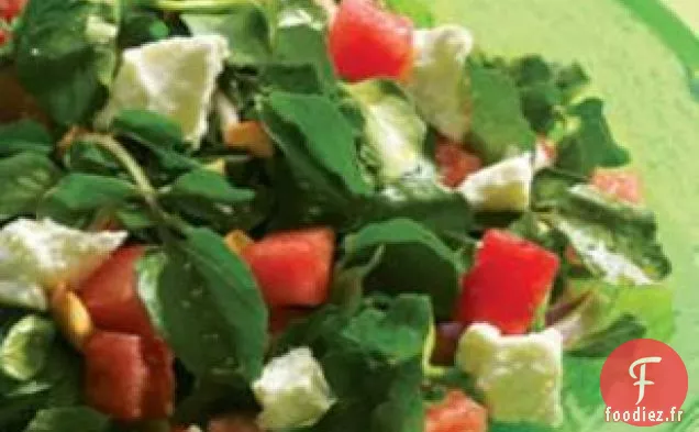 Salade De Pastèque Et Fromage De Chèvre Avec Vinaigrette Aux Agrumes