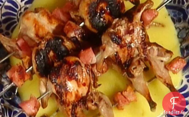 Brochettes de Caille avec Polenta à la Sauge et Asiago: Spiedini di Quaglie con Polenta e Asiago