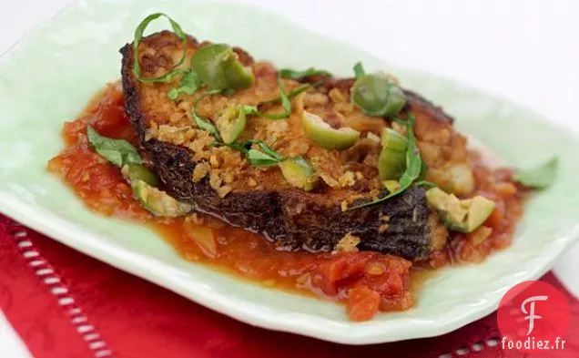 Turbot à la Sauce Tomate (Poisson Pané)