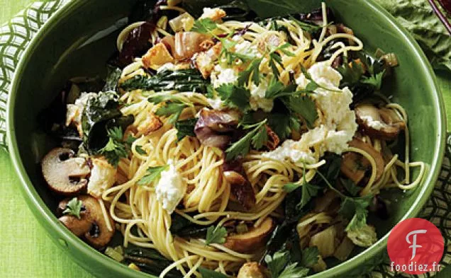 Pâtes aux Légumes Verts et aux Champignons d'Hiver