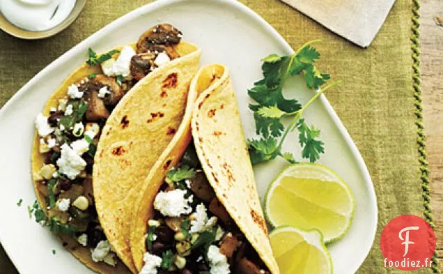 Tacos aux Champignons, au Maïs et au Poblano