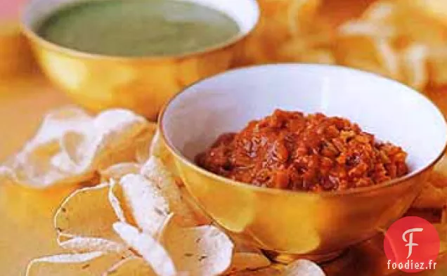 Mini Pappadams au Chutney de Coriandre et Cornichon à la Lime