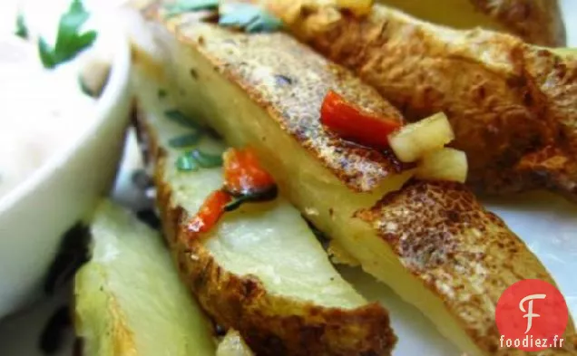 Frites Cuites Au Four Avec Poivrons Du Chili Et Coriandre