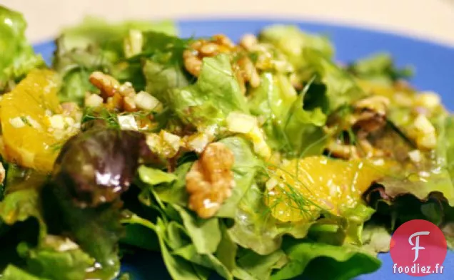 Salade Verte Printanière À La Vinaigrette Orange-fenouil