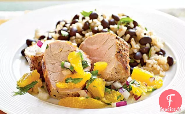 Filet de Porc Rôti avec Salsa à l'Orange et à l'Oignon Rouge