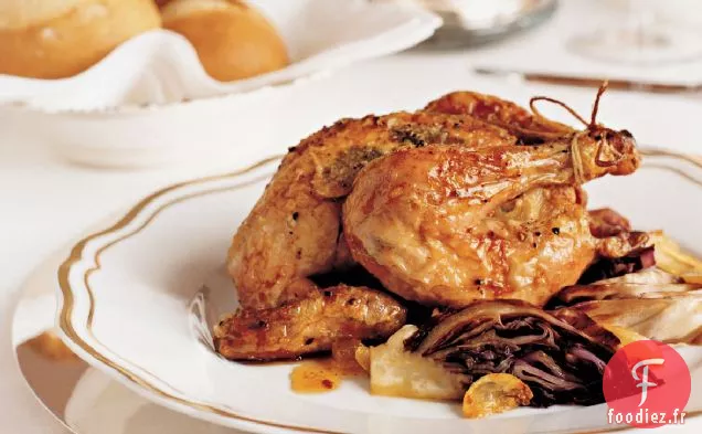 Poules de Cornouailles Glacées au Radicchio à l'Ail