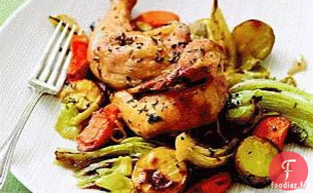 Poules De Cornouailles Et Légumes Rôtis Parfumés Aux Agrumes