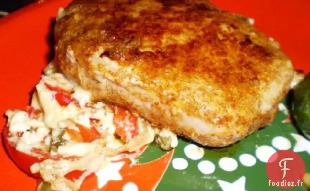 Porc Désossé Au Parmesan Avec Poivrons et Oignons Sautés