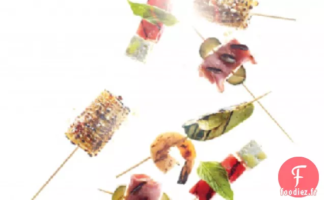 Brochettes de Jambon, Fromage et Cornichons