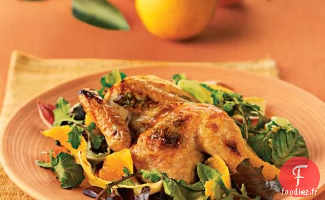 Poules De Cornouailles Grillées Au Citron, À L'Orange Et Au Basilic