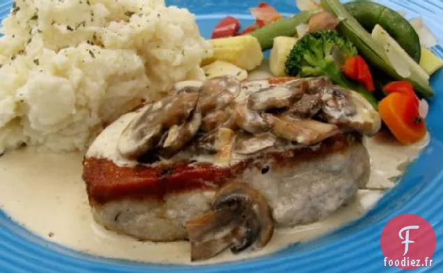 Côtelettes De Porc À La Crème De Champignons - Faible En Glucides