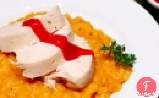 Poulet Rôti Au Risotto De Patates Douces Et Sauce Aux Canneberges