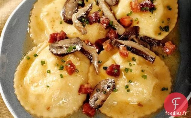 Raviolis Ricotta-Taleggio à la Sauce aux Champignons Sauvages