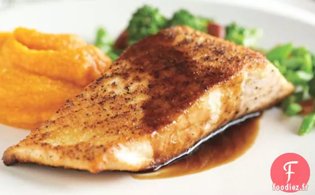 Omble Chevalier Au Brocoli Chinois Et Purée De Patates Douces