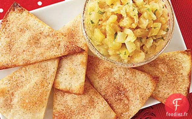 Chips de Tortilla à la Cannelle et au Sucre avec Salsa à l'Ananas