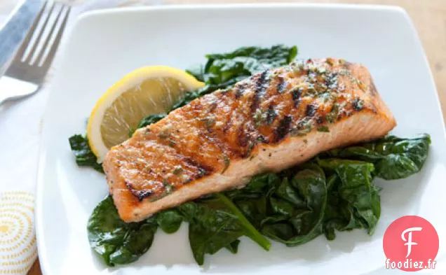 Saumon Grillé Au Beurre Citron Basilic