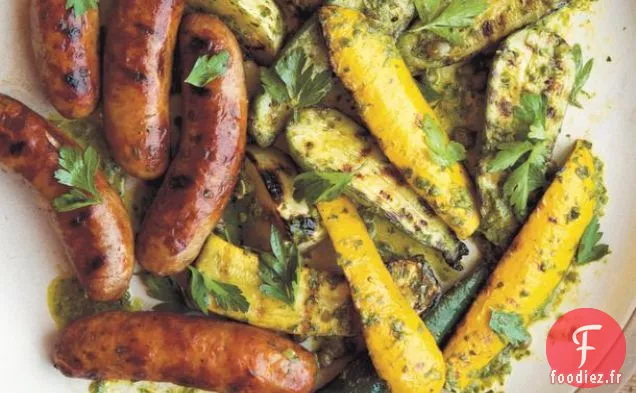 Courge Grillée et Saucisses à la Sauce Verte du Livre de cuisine du Potager