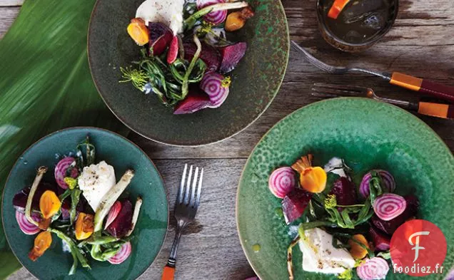 Betteraves Grillées à la Burrata et Vinaigrette aux Graines de Pavot
