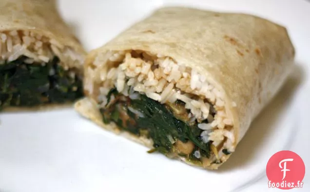 Burrito Indien aux Épinards, Pois Chiches et Tomates