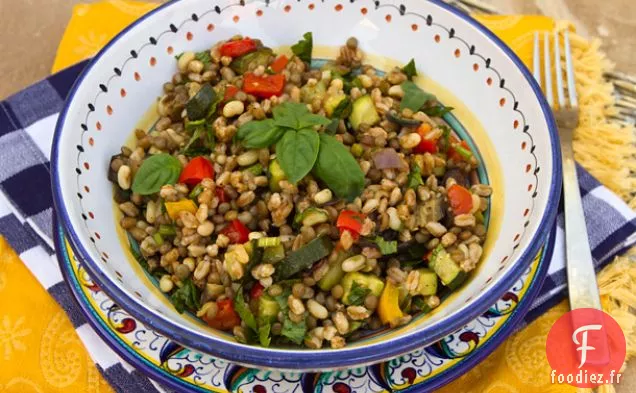Italien Facile: Salade de Farro aux Lentilles, Haricots et Légumes Rôtis au Four