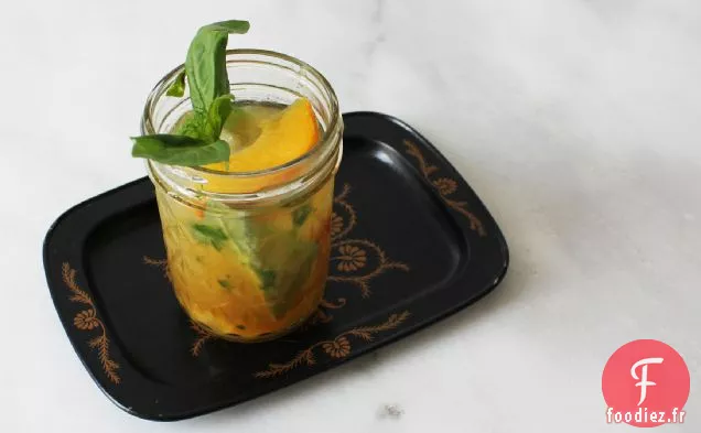 Pavé de Gin de Tomates aux Pêches et au Basilic
