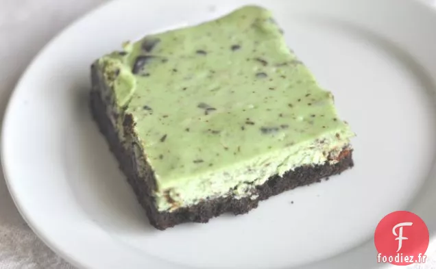 Barres de Gâteau au Fromage en Morceaux de Chocolat à la Menthe