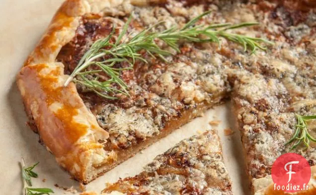 Galette bleue aux oignons caramélisés et Bayley Hazen de