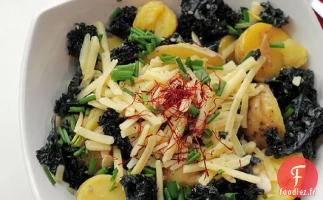 Chou Frisé, Cheddar, Pommes De Terre Nouvelles Et Safran