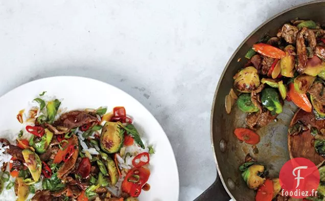 Sauté de Choux de Bruxelles et Steak