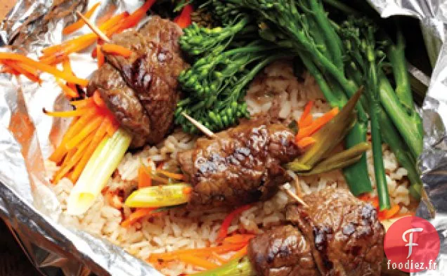 Negimaki de Boeuf Avec Broccolini et Riz