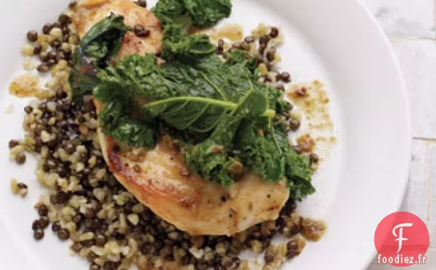 Poulet Au Chou Frisé Et Pilaf De lentilles Freekeh