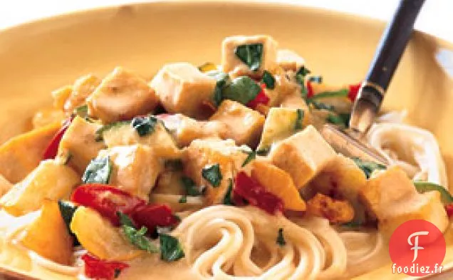 Tofu Thaï aux Courgettes, Poivron Rouge et Citron Vert