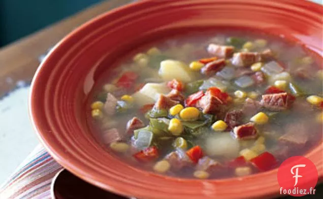 Soupe de Maïs aux Pommes de Terre et Jambon Fumé