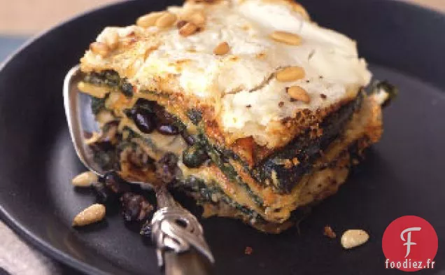 Lasagne Mexicaine Poblano, Épinards et Haricots Noirs au Fromage de Chèvre