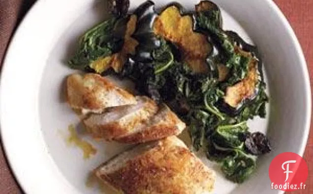 Poulet Marocain Au Chou Frisé Et Courge Rôtie