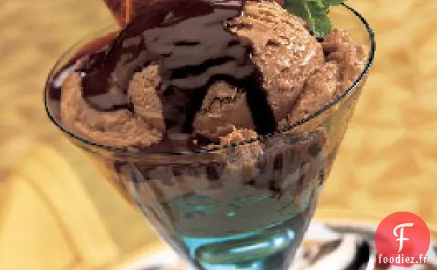 Crème Glacée au Café et Sundaes au Chocolat Mexicain avec Chips de Tortilla au Sucre et à la Cannelle