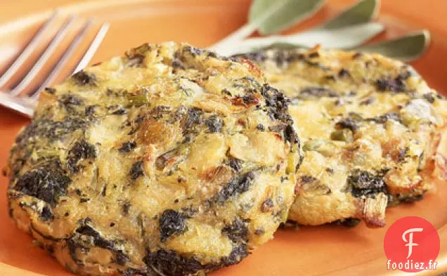 Gâteaux de Pommes de Terre en Purée avec des Oignons et du Chou Frisé