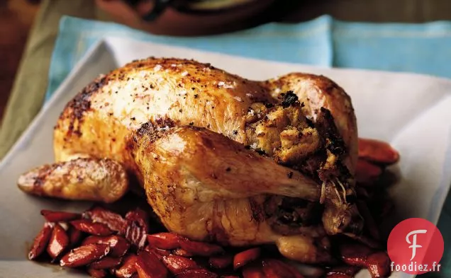 Poulet Rôti au Chou Frisé et Farce à la Pancetta