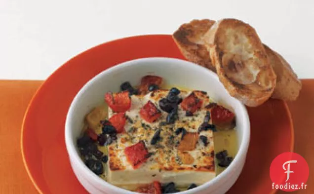 Feta Rôtie aux Olives et Poivrons Rouges