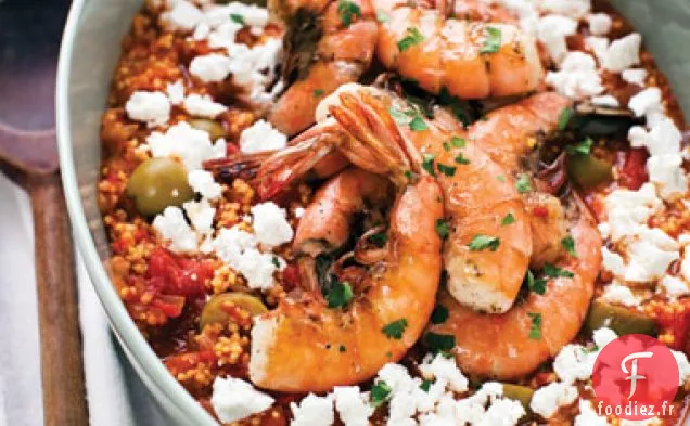 Saganaki de Millet Grec aux Crevettes et à l'Ouzo