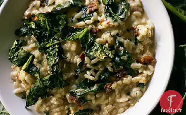 Risotto Croustillant de Chou Frisé Grillé et de Pancetta