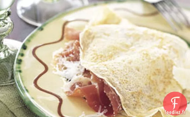 Crêpes dorées au Pecorino et au Prosciutto