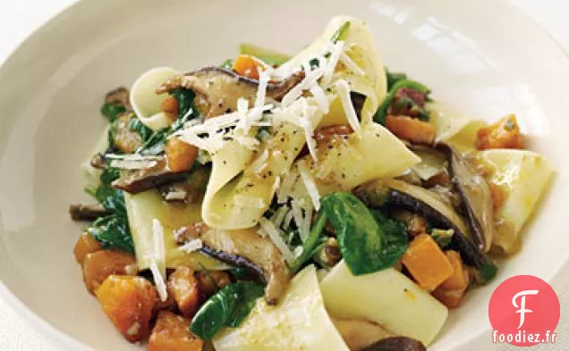 Pappardelle aux Courges, Champignons et Épinards
